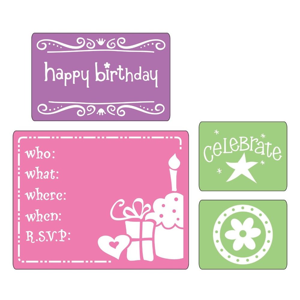 Sizzix 4-pc Embossing folders - Birthday Set